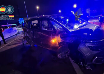 La Policía Nacional detiene a dos personas en Guadalajara tras una persecución por carretera en la que resultaron heridos varios agentes