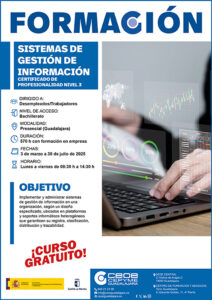 Últimas plazas para el curso de sistemas de gestión de información de CEOE-Cepyme Guadalajara