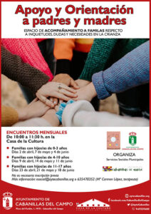 El Ayuntamiento de Cabanillas organiza grupos de acompañamiento a padres y madres para los meses de abril, mayo y junio