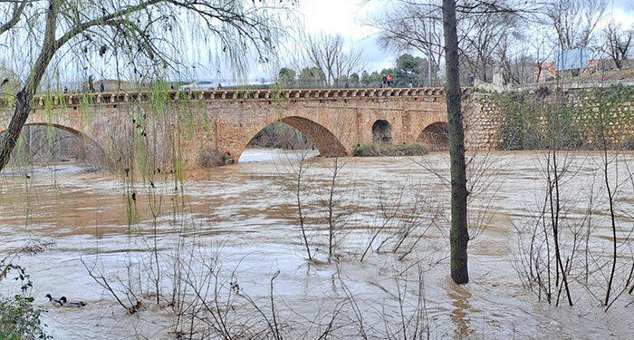 El Ayuntamiento de Guadalajara incrementa la vigilancia sobre el río Henares ante la crecida del caudal que se encuentra en nivel rojo
