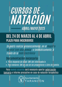 La inscripción al tercer trimestre de los cursos de natación de la piscina municipal de Tarancón estará abierta del 24 de marzo al 4 de abril