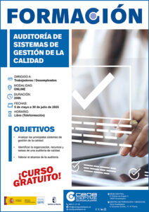 Abierto el plazo de inscripción para el curso gratuito de auditoría de sistemas de gestión de la calidad de CEOE-Cepyme Guadalajara