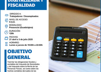 CEOE-Cepyme Guadalajara informa de las últimas plazas de los cursos gratuitos de contabilidad general digitalizada y fiscalidad y excel, macros y programación visual basic de aplicaciones