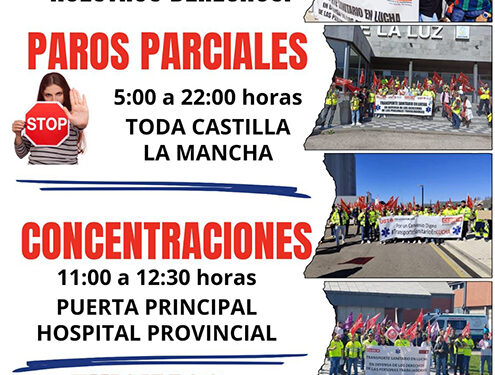 Nuevo paro parcial de los trabajadores del transporte sanitario de CLM el próximo 30 de abril