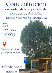 Ayuntamientos de pueblos de Guadalajara afectados por la supresión de paradas de autobús convocan una concentración el 22 de junio en Alcolea