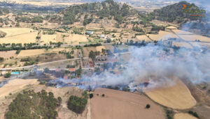 Controlado un incendio de pastizal en Gascueña tras la intervención de medios aéreos y terrestres