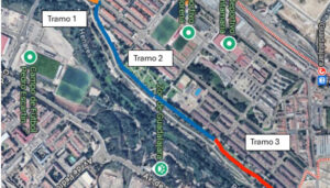 Corte temporal del camino junto al río Henares por los trabajos de limpieza y saca de madera 2 Corte temporal del camino junto al río Henares por los trabajos de limpieza y saca de madera