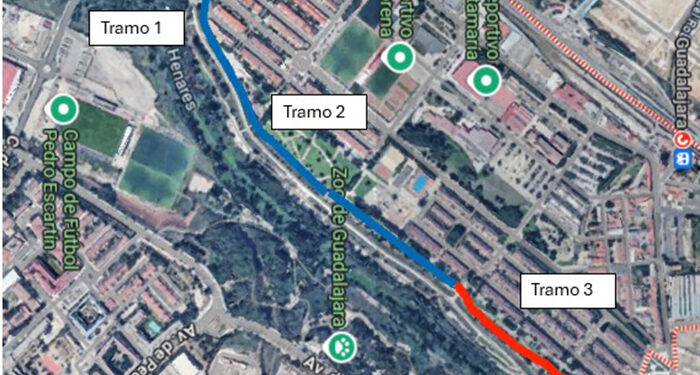 Corte temporal del camino junto al río Henares por los trabajos de limpieza y saca de madera 1 Corte temporal del camino junto al río Henares por los trabajos de limpieza y saca de madera