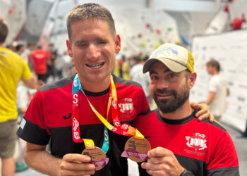 El escalador ciego y con TEA del Club Deportivo amiab Sergio Aznárez Rosado firma un tercer puesto en la Copa y Campeonato de España de Paraescalada