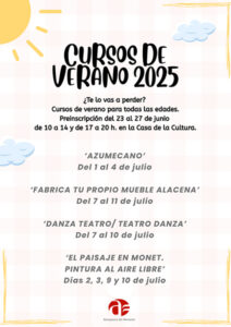 El lunes, se abre la preinscripción en los Cursos de Verano de Azuqueca 2025