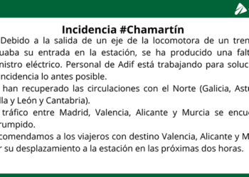 Interrumpido el tráfico de alta velocidad entre Madrid, Valencia, Alicante y Murcia desde la estación de Chamartín-Clara Campoamor
