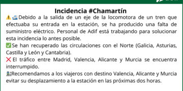 Interrumpido el tráfico de alta velocidad entre Madrid, Valencia, Alicante y Murcia desde la estación de Chamartín-Clara Campoamor