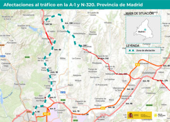 Transportes inicia las obras de reparación de firmes en la A-1, entre Sanchinarro y El Molar; y en la N-320, entre Venturada y El Casar