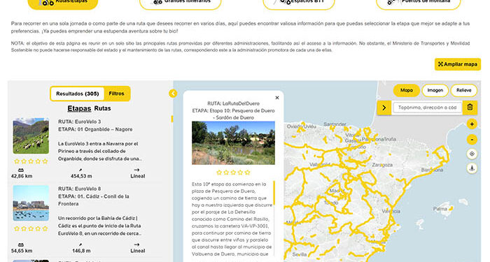 Transportes lanza una página web con más de 11.500 kilómetros de rutas ciclistas por España para fomentar el cicloturismo y la movilidad sostenible 1 Transportes lanza una página web con más de 11.500 kilómetros de rutas ciclistas por España para fomentar el cicloturismo y la movilidad sostenible