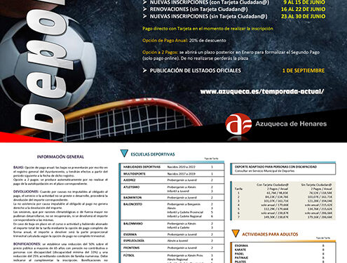 Ya se puede renovar plaza en las actividades de la temporada deportiva 20252026 en Azuqueca