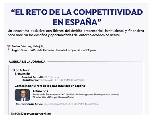 Arturo Bris protagonista de la charla-coloquio organizada por Hercesa y CEOE-Cepyme Guadalajara 1 Arturo Bris protagonista de la charla-coloquio organizada por Hercesa y CEOE-Cepyme Guadalajara