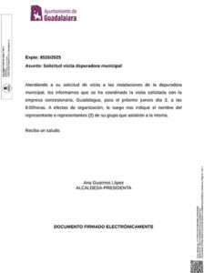 El Ayuntamiento de Guadalajara demuestra que la visita a la depuradora fue atendida y que el PSOE ni acudió, ni excusó su no asistencia 2 El Ayuntamiento de Guadalajara demuestra que la visita a la depuradora fue atendida y que el PSOE ni acudió, ni excusó su no asistencia