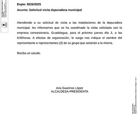 El Ayuntamiento de Guadalajara demuestra que la visita a la depuradora fue atendida y que el PSOE ni acudió, ni excusó su no asistencia 1 El Ayuntamiento de Guadalajara demuestra que la visita a la depuradora fue atendida y que el PSOE ni acudió, ni excusó su no asistencia