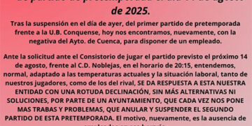 El PP en el Ayuntamiento de Cuenca denuncia el abandono del equipo socialista a los clubes deportivos en la pretemporada