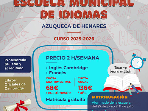 La Escuela Municipal de Idiomas de Azuqueca abre el lunes el plazo de matrícula para nuevo alumnado 1 La Escuela Municipal de Idiomas de Azuqueca abre el lunes el plazo de matrícula para nuevo alumnado