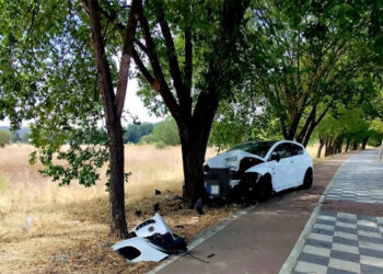 Un conductor resulta herido tras chocar contra un árbol en la Avenida de las Fuerzas Armadas de Cuenca