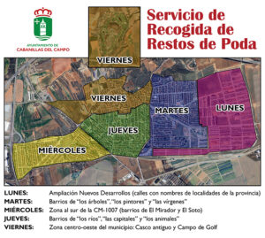 Desde el 6 de octubre, nuevo mapa de zonificación para el Servicio de Recogida de Poda en Cabanillas