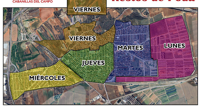 Desde el 6 de octubre, nuevo mapa de zonificación para el Servicio de Recogida de Poda en Cabanillas