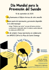 Guadalajara ilumina el edificio Arriaca de amarillo en el Día Mundial para la Prevención del Suicidio 