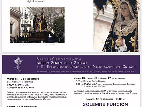 La V. H. de Ntra. Sra. de la Soledad (vulgo de ‘San Agustín’) celebra del 25 al 29 de septiembre sus solemnes cultos 1 La V. H. de Ntra. Sra. de la Soledad (vulgo de ‘San Agustín’) celebra del 25 al 29 de septiembre sus solemnes cultos