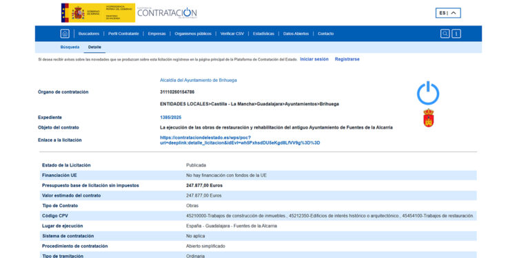 Brihuega licita las obras de restauración y rehabilitación del antiguo Ayuntamiento de Fuentes de la Alcarria, la mayor inversión en una pedanía