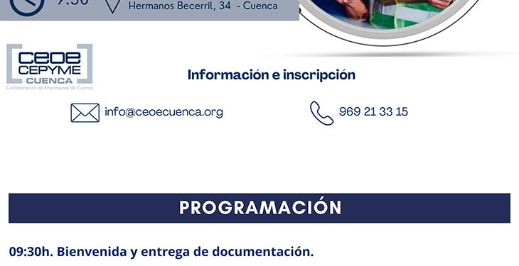 CEOE-Cepyme Cuenca celebra una jornada sobre prevención de riesgos laborales dedicada a empresas y profesionales 1 La Confederación de Empresarios de Cuenca invita a empresas y profesionales a participar en esta charla de prevención de riesgos laborales en su sede de Hermanos Becerril. La Confederación de Empresarios de Cuenca celebra el próximo jueves 9 de octubre una jornada técnica de prevención de riesgos laborales en la sede de esta organización, en la calle Hermanos Becerril número 34. Esta jornada titulada ‘Elaboración de procedimientos de trabajo como medida preventiva’ está previsto que comience a partir de las 9:30 horas y se prolongue durante aproximadamente hora y media. Esta conferencia forma parte del trabajo que realiza CEOE CEPYME Cuenca en materia de prevención gracias al respaldo de CECAM y la Junta de Comunidades de Castilla-La Mancha. Están invitados a participar en esta jornada empresarios, técnicos en prevención y profesionales de las empresas, que pueden inscribirse en el correo electrónico info@ceoecuenca y en el teléfono 969 21 33 15. Con esta jornada la Confederación de Empresarios de Cuenca continua con su trabajo y compromiso en materia de Prevención de Riesgos Laborales trabajando en el asesoramiento de empresas, con visitas, también en comunicación de las ayudas en esta materia, así como otras acciones de formación. Programa La jornada está previsto que comience a las 9:30 horas con la bienvenida a los asistentes y la entrega de documentación a todos los inscritos para que participen en la jornada. Poco después es el turno de la ponencia principal de esta jornada titulada ‘Elaboración de procedimientos de trabajo como medida preventiva’, a cargo de Ángel González Pastor, en su calidad de técnico superior en Prevención de Riesgos Laborales. La jornada finalizará, al terminar la presentación anterior, con la apertura de un turno de ruegos y preguntas a todos los asistentes, mediante el que se intentarán solventar las dudas que los presentes tengan ante los contenidos expuestos y todo lo referente a los procedimientos de trabajo.