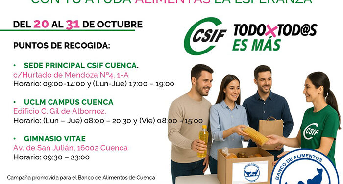 CSIF Cuenca lleva a cabo una campaña solidaria de recogida de alimentos