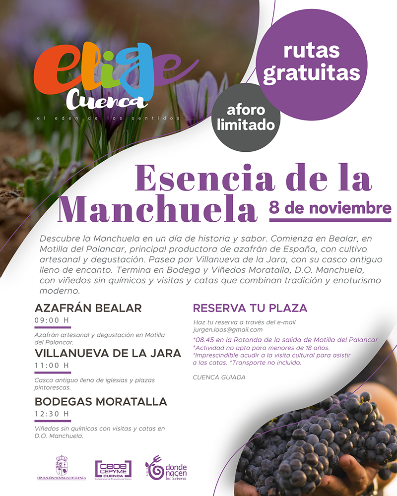 Elige Cuenca repite el sábado 8 de noviembre, un paseo por la ‘Esencia de La Manchuela’ 2 Elige Cuenca repite el sábado 8 de noviembre, un paseo por la ‘Esencia de La Manchuela’