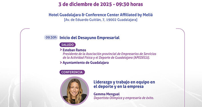 Gemma Mengual protagonista del desayuno deportivo empresarial de APEDEGU, CEOE-Gepyme Guadalajara y el Ayuntamiento de Guadalajara