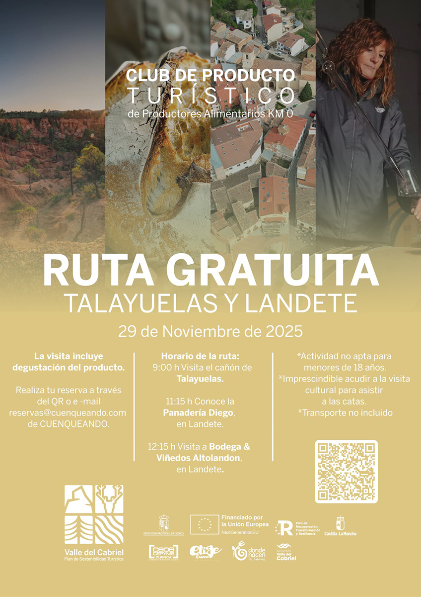Ruta gratuita el 29 de noviembre para descubrir el cañón de Talayuelas y los sabores tradicionales de Landete 2 Ruta gratuita el 29 de noviembre para descubrir el cañón de Talayuelas y los sabores tradicionales de Landete