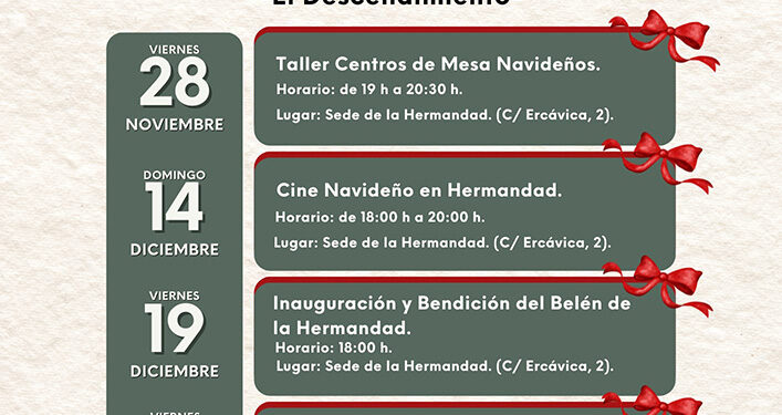 Cine, taller de manualidades, taller de repostería, inauguración del Belén y Buzón Real para celebrar la Navidad en la Hermandad del El Descendimiento 1 Cine, taller de manualidades, taller de repostería, inauguración del Belén y Buzón Real para celebrar la Navidad en la Hermandad del El Descendimiento