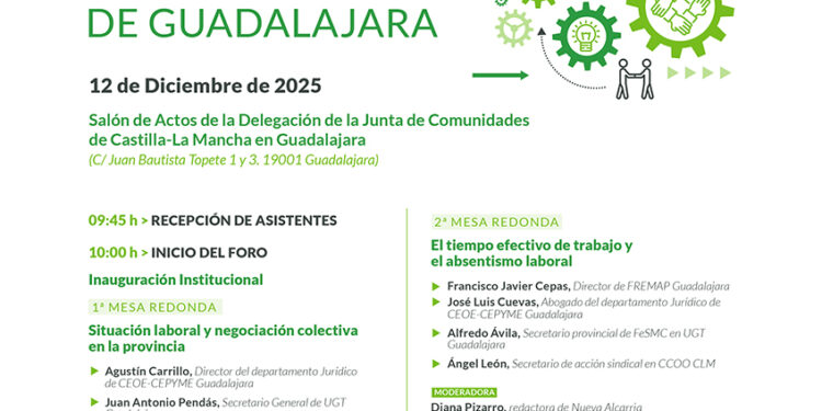 Impulsa Guadalajara organiza el IV Foro de Relaciones Laborales de la provincia el próximo 12 de diciembre 1 Impulsa Guadalajara organiza el IV Foro de Relaciones Laborales de la provincia el próximo 12 de diciembre