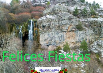 Con este vuelo a la chorrera del Júcar, en Tragacete, el Liberal de Castilla os desea blancas Felices Fiestas