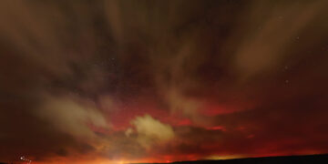 Aurora boreal desde Tobillos (Foto José Antonio Rodríguez)