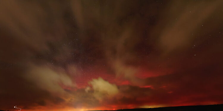 Aurora boreal desde Tobillos (Foto José Antonio Rodríguez)