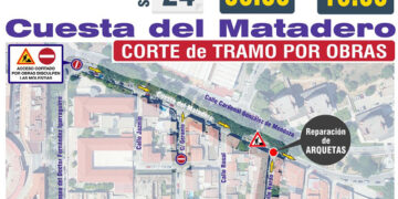 Corte de tráfico en la calle Cuesta del Matadero este sábado por trabajos de reparación de arquetas