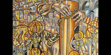 San Antón, la noche y la luz de los fieles en clave surrealista arropan al ‘Amarrao’ en el Cartel de su Vía Crucis diseñado por Bux