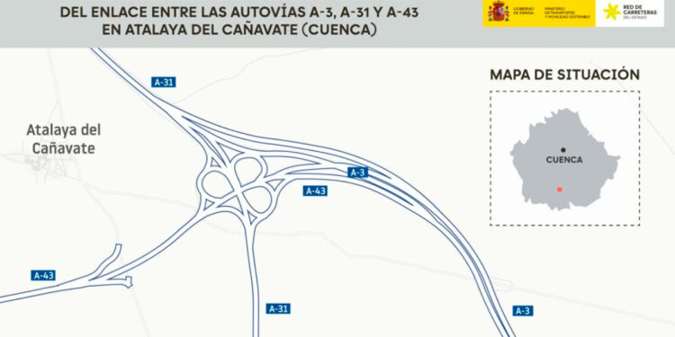 Transportes licita por 1,13 millones de euros las obras para mejorar la iluminación del enlace entre la A-3, A-31 y A-43 en Atalaya del Cañavate