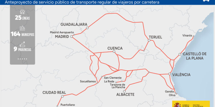 Transportes somete a información pública el anteproyecto para el Corredor Madrid – Valencia del mapa concesional