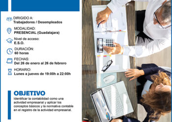 Últimas plazas para el curso gratuito de contabilidad básica de CEOE-Cepyme Guadalajara