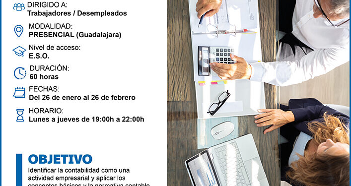 Últimas plazas para el curso gratuito de contabilidad básica de CEOE-Cepyme Guadalajara