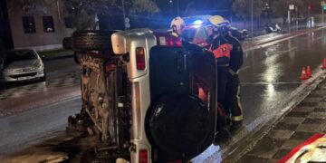 Vuelco de un turismo en la Avenida San Julián de Cuenca sin heridos