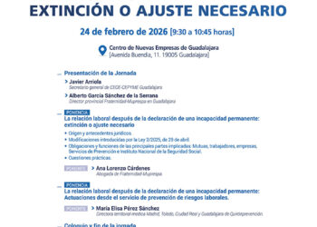 CEOE-CEPYME Guadalajara organiza una jornada sobre la relación laboral tras declararse una incapacidad permanente