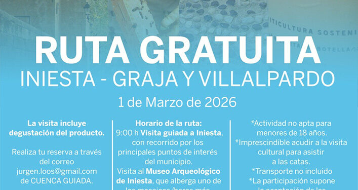 Ruta gratuita el 1 de marzo para visitar Iniesta y conocer los sabores tradicionales de Graja de Iniesta y Villalpardo
