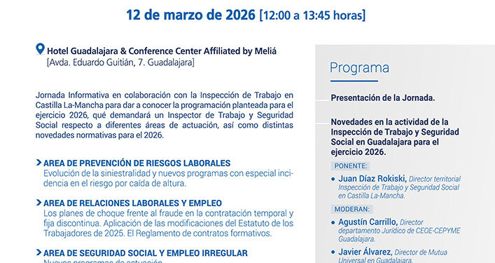 CEOE-Cepyme Guadalajara analiza las prioridades de la inspección de trabajo para 2026 en una jornada informativa
